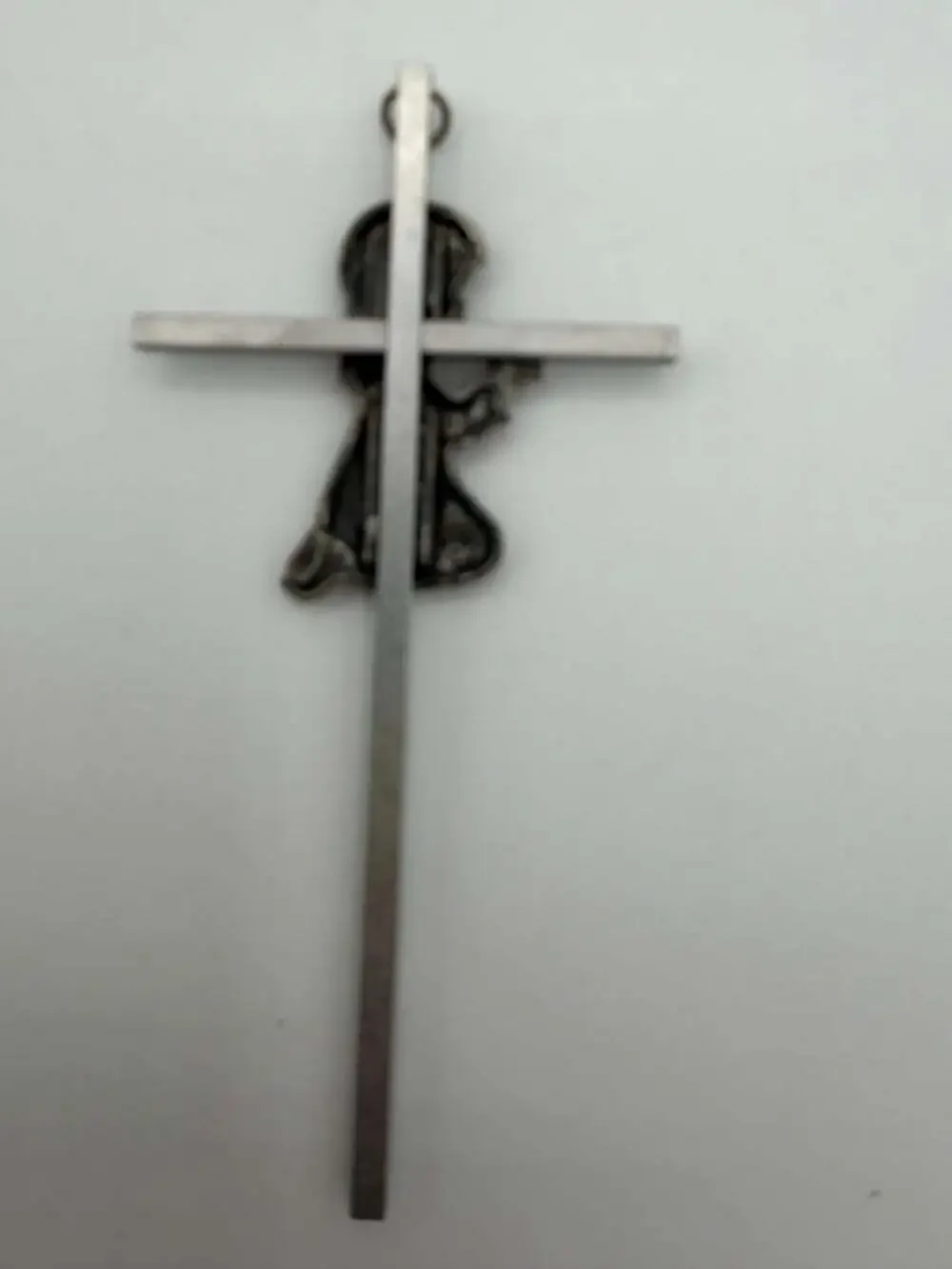 Silver Toned Girl wall Cross Infant Blessing Baby Plaque Wall Décor Hanging
